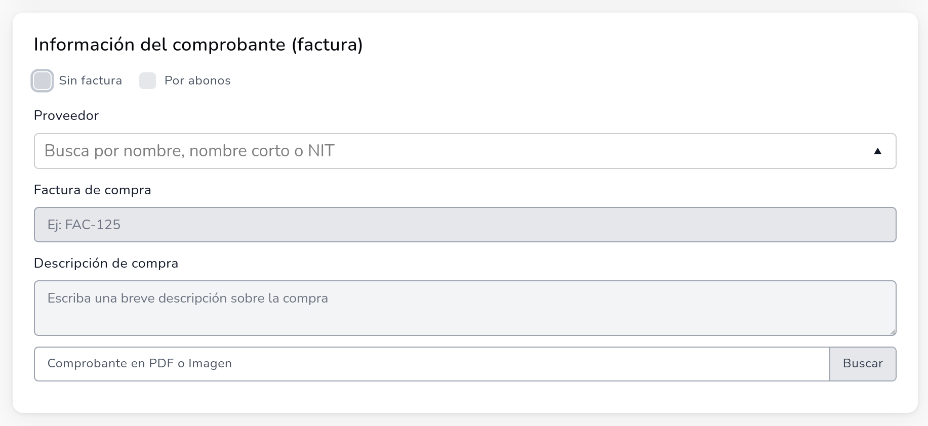 Formulario de comprobante de pago