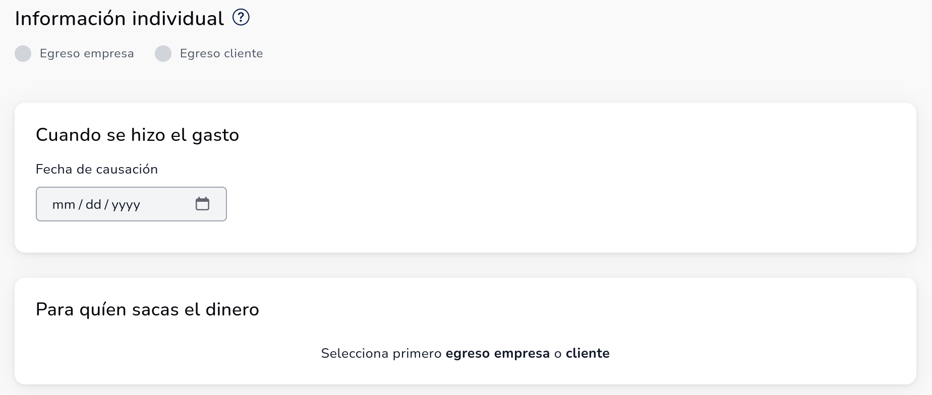 Formulario de información individual del egreso